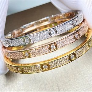 18k Iced Out Women’s Gem Encrusted Screw Bracelet